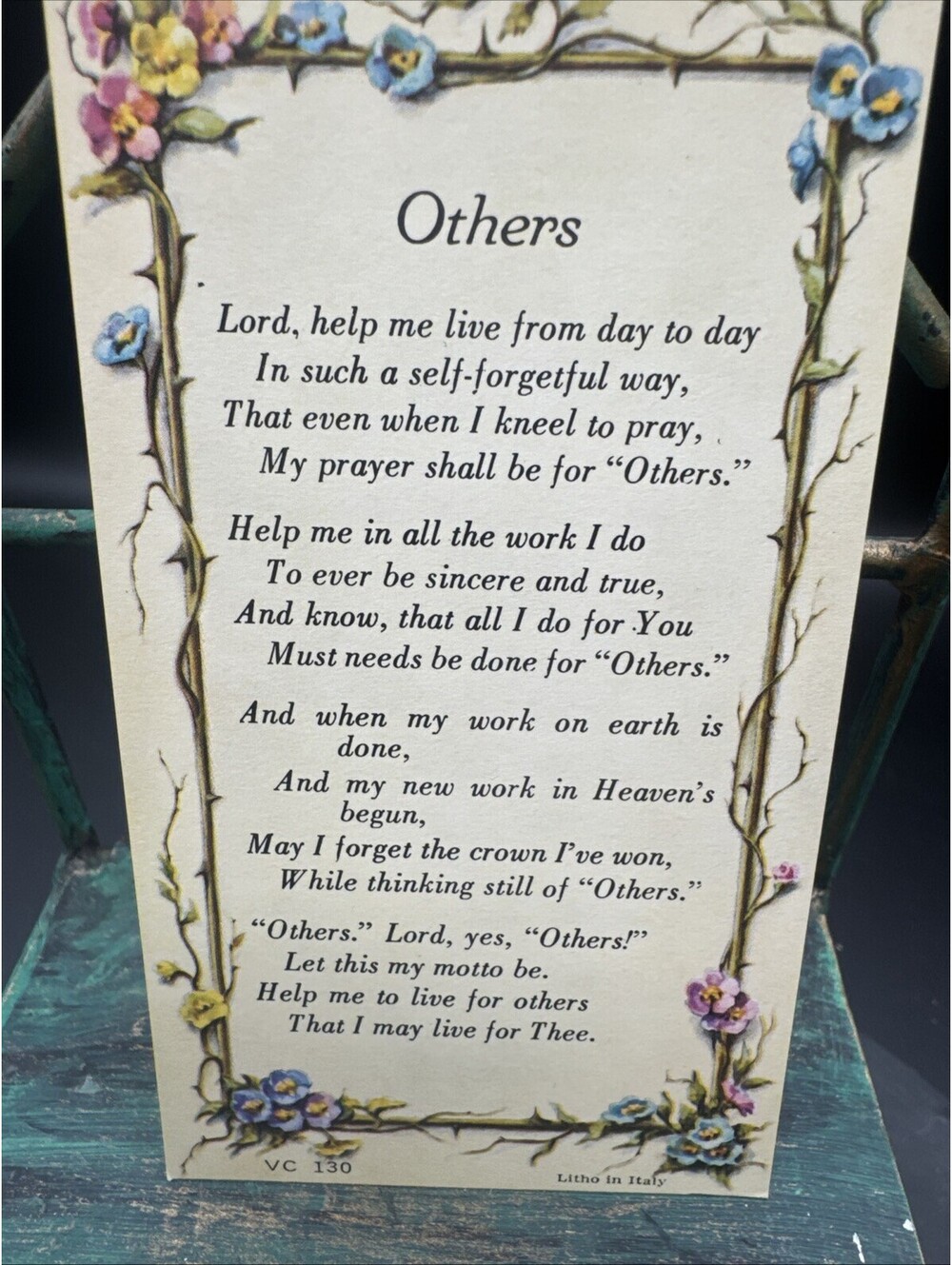 VTG New Holy Card Prayer Poem Others Prayer VC 130 Litho Italy HTF RARE